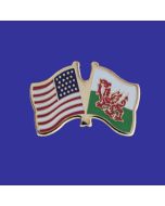 Wales Lapel Pin (Double Waving Flag w/USA)