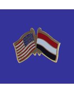Yemen Lapel Pin (Double Waving Flag w/USA)