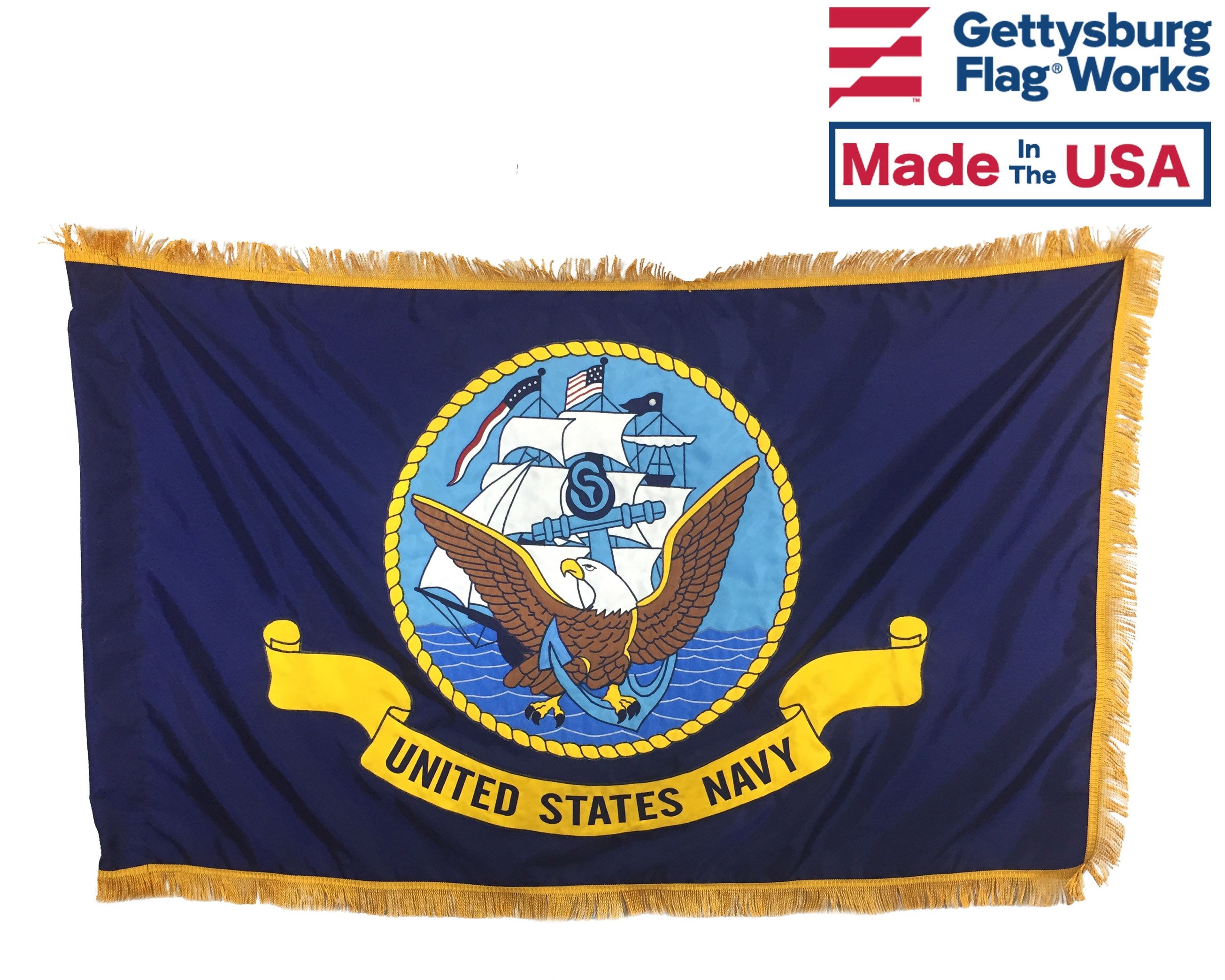U.S. Navy Flag 3x5 Ft - Nylon SolarGuard, 100% Made In USA, Officially Licensed By Annin Flagmakers