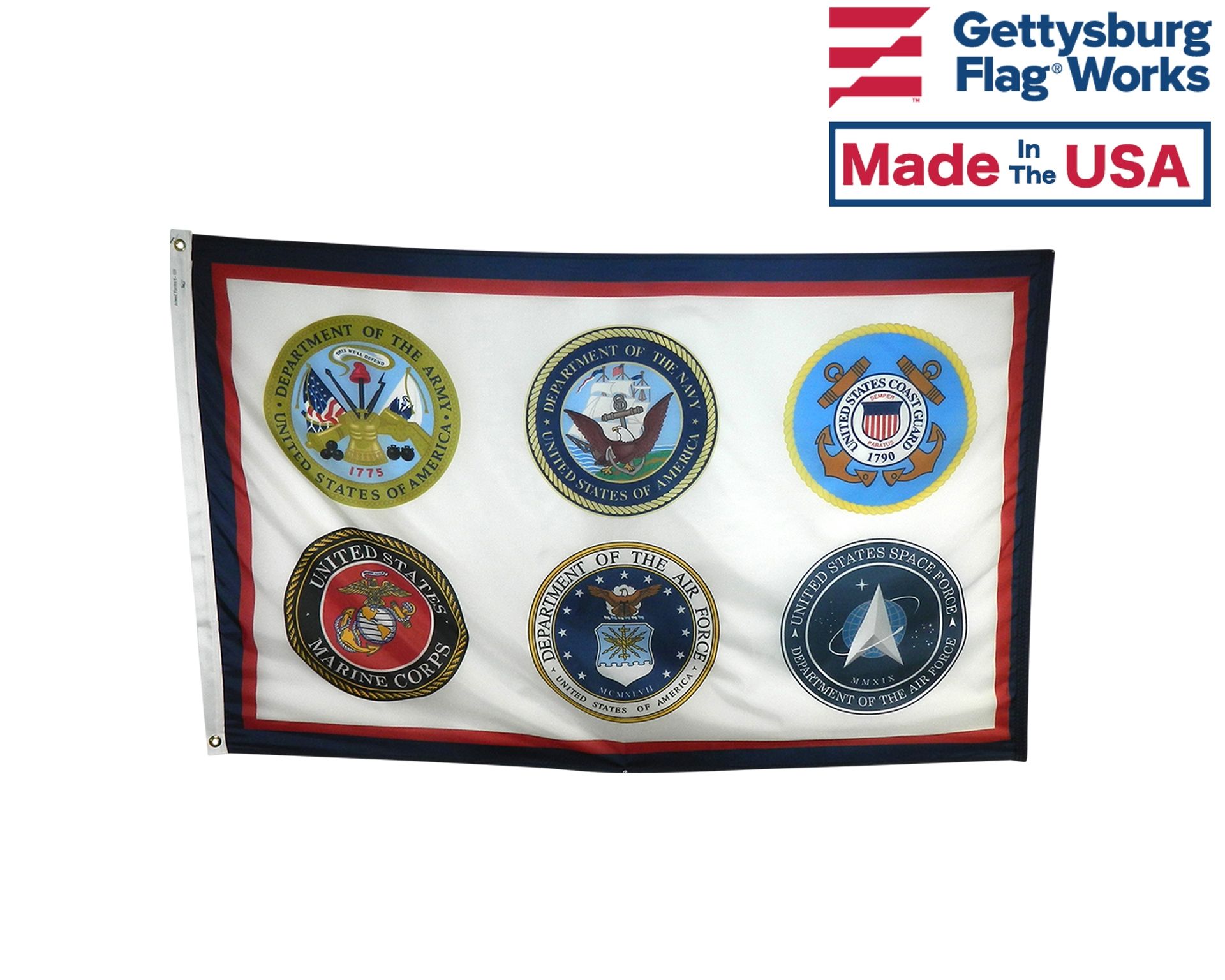 U.S. Armed Forces (6 Branches) Flag | Gettysburg Flag Works display picture 1