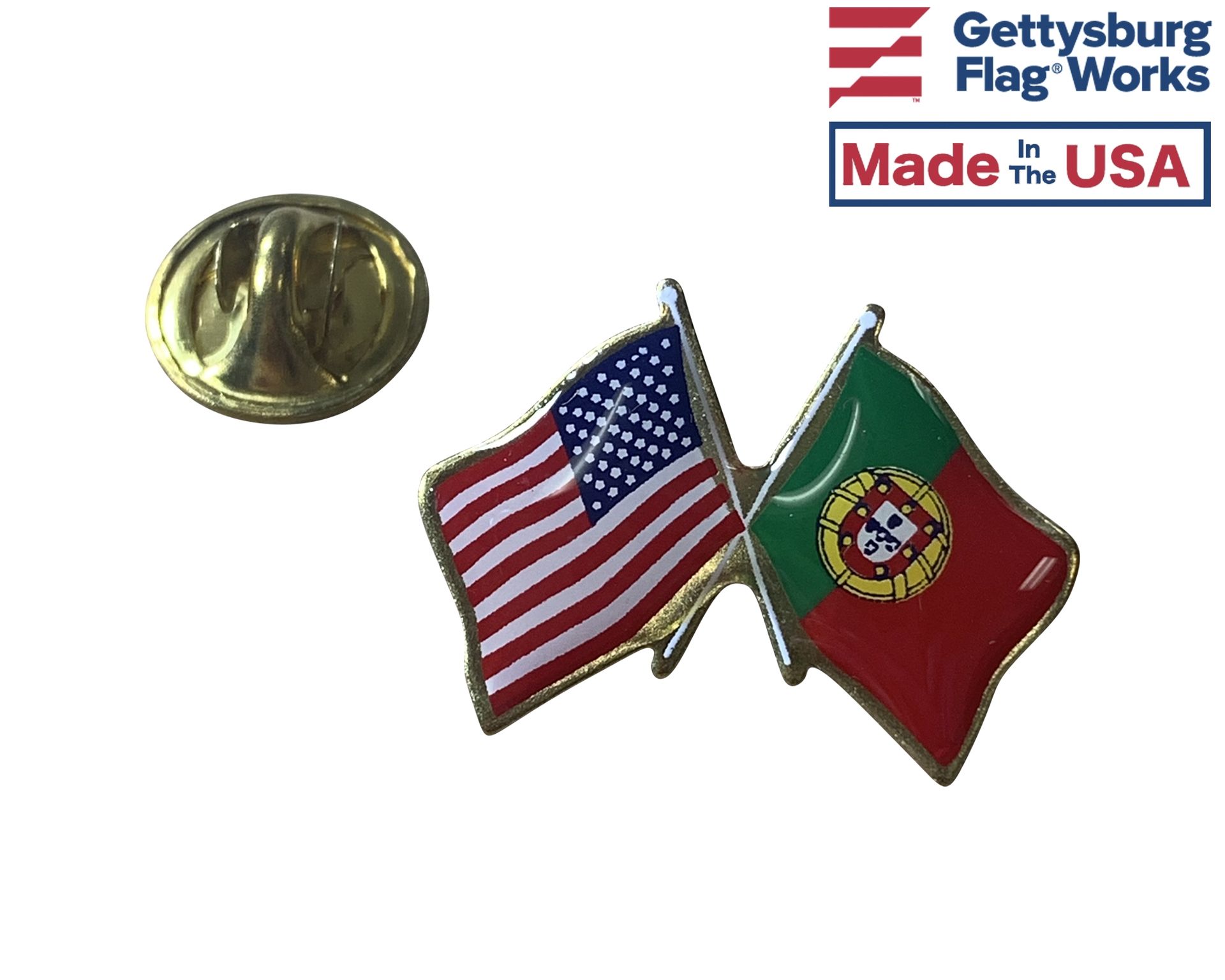 thumbnail interactive-video image 1 of Portugal Flag Pin – Metal Lapel Badge For Backpack, Hat, Vest & More 1 of 5