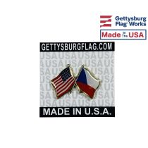 Czech Republic Lapel Pin (Double Waving Flag w/USA)