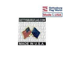 Europe Lapel Pin (Double Waving Flag w/USA)