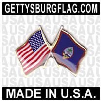 Guam Lapel Pin (Double Waving Flag w/USA)