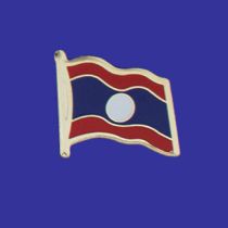 Laos Lapel Pin (Single Waving Flag)