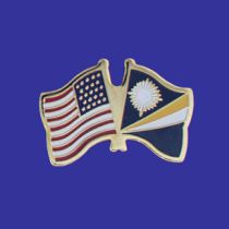 Marshall Islands Lapel Pin (Double Waving Flag w/USA)