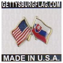 Slovakia Lapel Pin (Double Waving Flag w/USA)