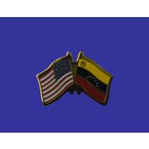 Venezuela w/Seal Lapel Pin (Double Waving Flag w/USA)