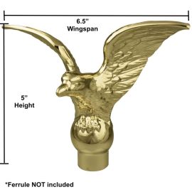 6.5" Gold Flying Eagle (No Ferrule) for Adjustable Parade Pole