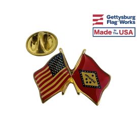 Arkansas State Flag Lapel Pin (Double Waving Flag w/USA)