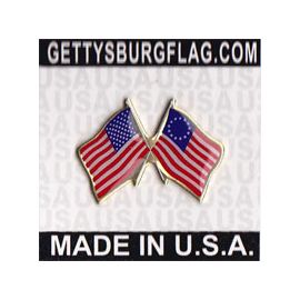 Betsy Ross Lapel Pin (Double Waving Flag w/USA)