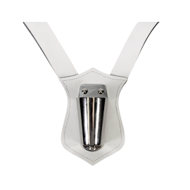 White and Chrome Leather Parade Harness Belt (Double)