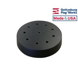 Black wooden round table base for 4x6" stick flags, 10 hole