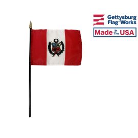 Peru Stick Flag (with seal) - 4x6"