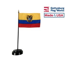 Ecuador Stick Flag (with seal) - 4x6"