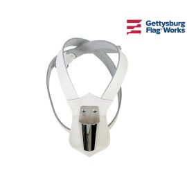 White and Chrome Leather Parade Harness Belt (Double)