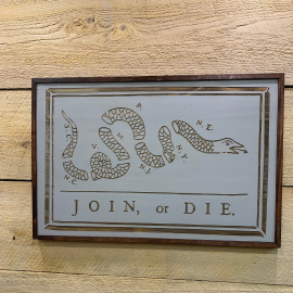 "Join or Die" Hand-Made Wood Carving Wall Art