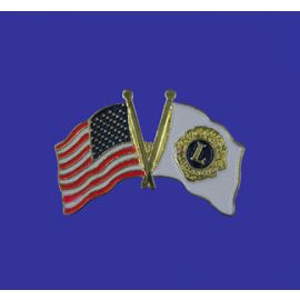 Lions Club Lapel Pin (Double Waving Flag w/USA)