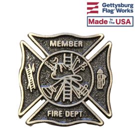 3" Fireman Maltese Cross Bronze Medallion - Adhesive Backed 3" Diameter