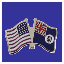 Montserrat Lapel Pin (Double Waving Flag w/USA)
