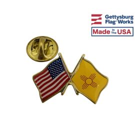 New Mexico State Flag Lapel Pin (Double Waving Flag w/USA)