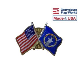 North Marianas Lapel Pin (Double Waving Flag w/USA)