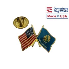 Oklahoma State Flag Lapel Pin (Double Waving Flag w/USA)