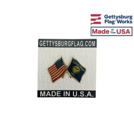 Oregon State Flag Lapel Pin (Double Waving Flag w/USA)