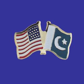 Pakistan Lapel Pin (Double Waving Flag w/USA)