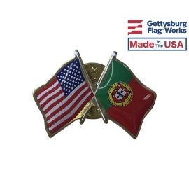 Portugal Lapel Pin (Double Waving Flag w/USA) (Imported - Close Out)