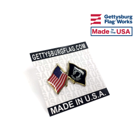 POW/MIA Lapel Pin (Double Waving Flag w/USA)