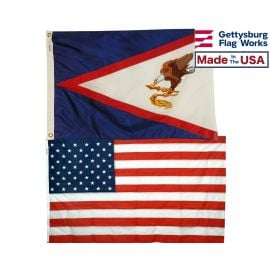 American Samoa Territory Flag and Battle Tough® American Flag Combo Pack Made in the USA by Gettysburg Flag Works