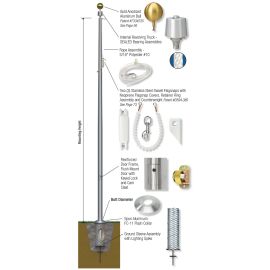 20' Internal Reinforced Cam Cleat (IRC) Aluminum Flagpole - Choose Options