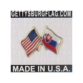 Slovakia Lapel Pin (Double Waving Flag w/USA)