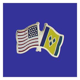 St Vincent & the Grenadines Lapel Pin (Double Waving Flag w/USA)