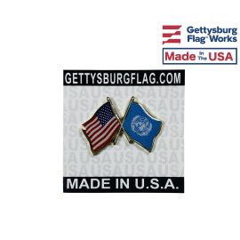 United Nations Lapel Pin (Double Waving Flag w/USA)