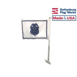 police car window flag front