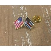 THIN RED LINE LAPEL PIN (DOUBLE WAVING WITH USA)