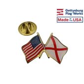 Alabama State Flag Lapel Pin (Double Waving Flag w/USA)