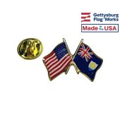 Anguilla Lapel Pin (Double Waving Flag w/USA)