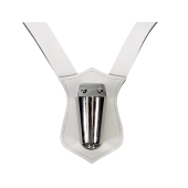 White and Chrome Leather Parade Harness Belt (Double)