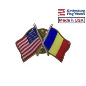 Chad Lapel Pin (Double Waving Flag w/USA)