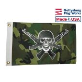 12x18" Camouflage Rifle Skull Pirate Flag 