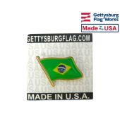 Brazil Lapel Pin (Single Waving Flag)