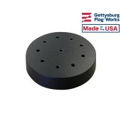 Black wooden round table base for 4x6" stick flags, 10 hole