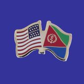 Eritrea Lapel Pin (Double Waving Flag w/USA)