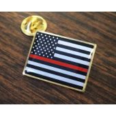 Thin Red Line Lapel Pin Rectangle Shape