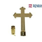 Fancy Metal Gold Cross Flagpole Finial Topper