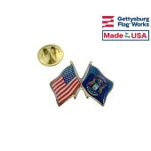 Michigan State Flag Lapel Pin (Double Waving Flag w/USA)