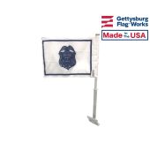 police car window flag front